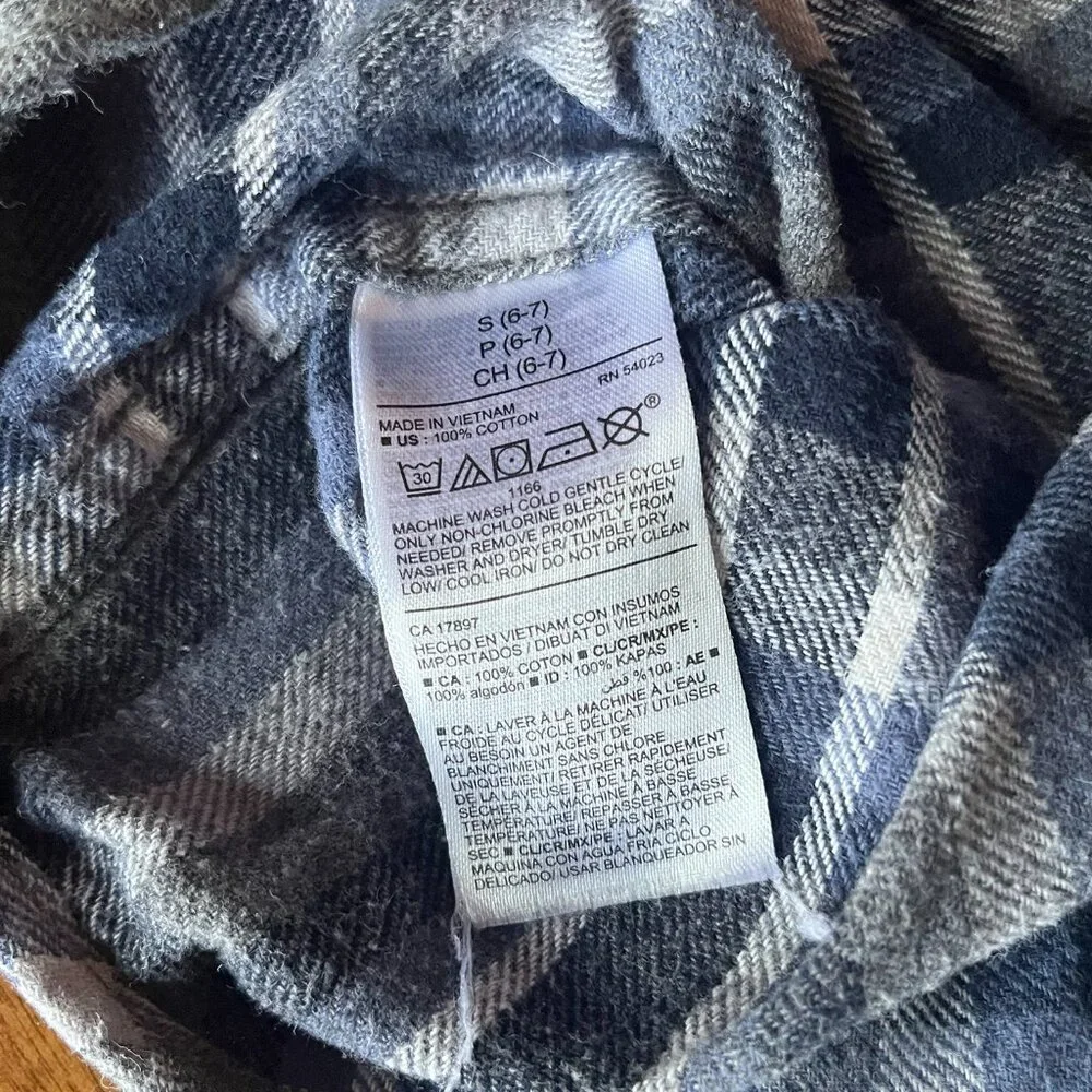 Old Navy gray and blue flannel shirt S 6-7